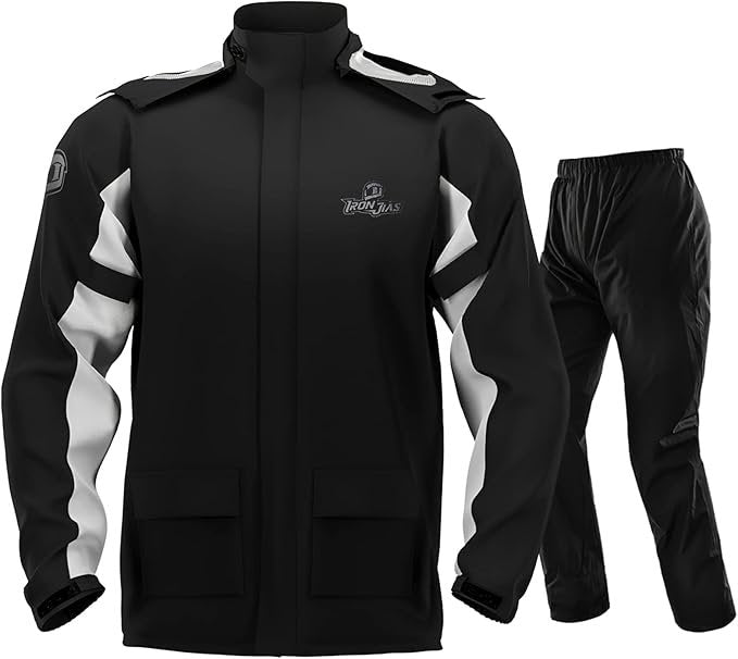 IRON JIA'S Veste de pluie moto homme – Imperméable, coupe-vent, capuche et éléments réfléchissants
