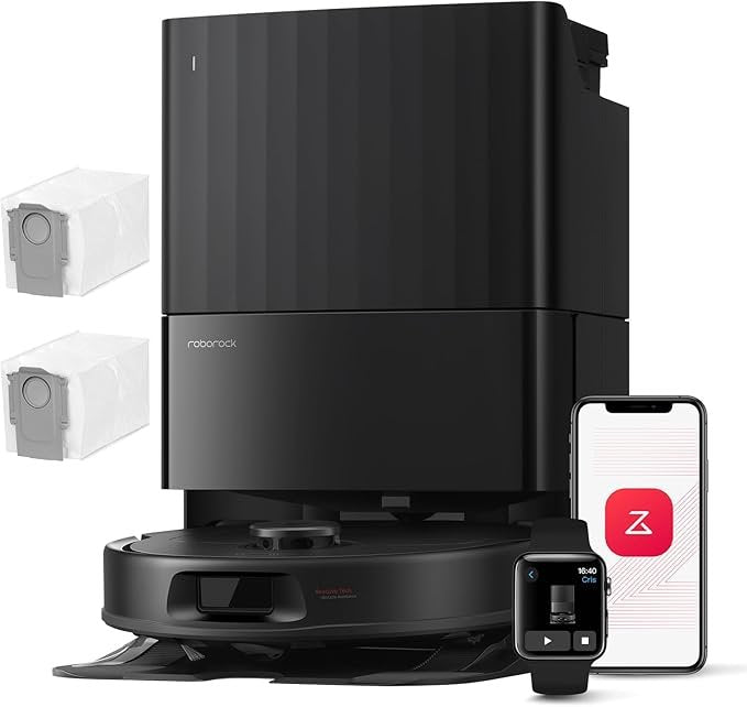 Roborock Qrevo Series Robot aspirateur-laveur – Aspiration 8000 Pa, navigation LiDAR, station tout-en-un, brosse anti-emmêlement, noir