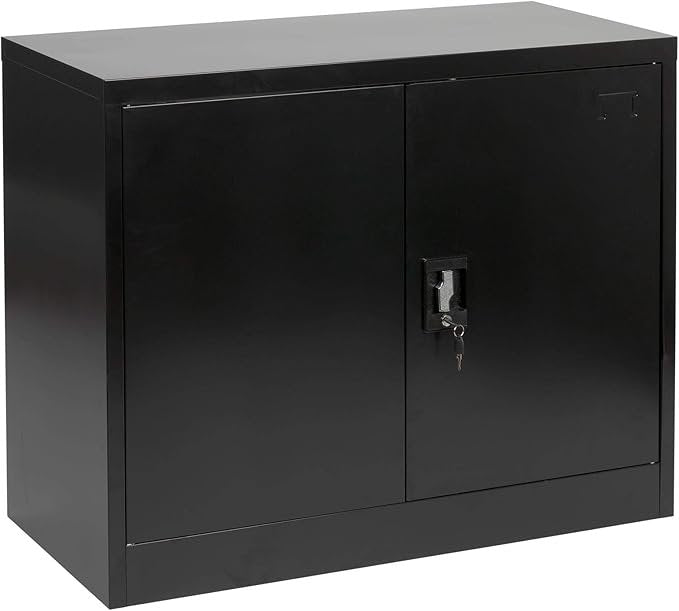 MMT Furniture Designs Armoire de rangement en acier noir à 2 portes avec serrure, 900 mm – Description du produit