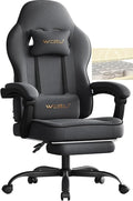WOLTU Chaise gaming ergonomique – Assise à ressorts ensachés, repose-pieds, coussins lombaire et tête, charge 150 kg, grise