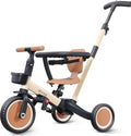 newyoo 5-en-1 Tricycle / draisienne enfant 1-3 ans avec barre de poussée, guidon réglable et arceau de sécurité, kaki