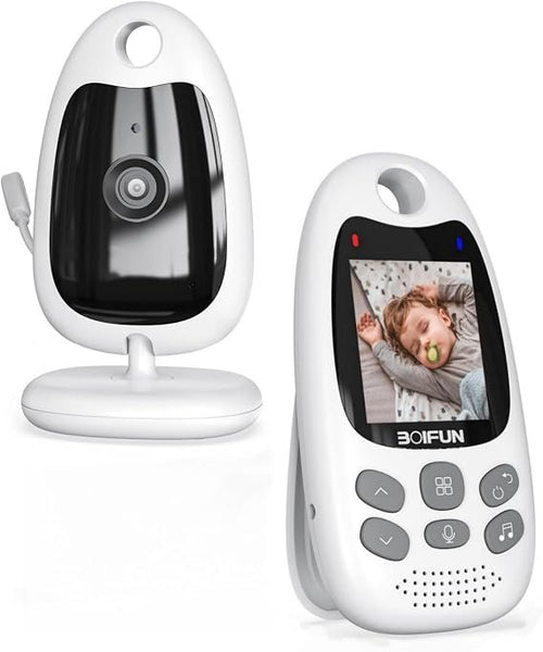 Boifun Babyphone vidéo avec caméra – Écran 2 pouces 720p sans Wi-Fi, vision nocturne, audio bidirectionnel, VOX, détection son/température, berceuses