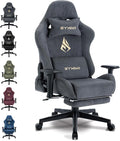 Symino Chaise gaming ergonomique – Tissu respirant doux, repose-pieds, pivotante et réglable, grise