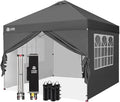 CROWN SHADES Tonnelle pliante 3 × 3 m – Tente pop-up étanche et résistante à l’hiver, UV 50+, 3 hauteurs, 4 parois, grise