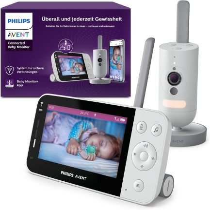 PHILIPS Avent Connected SCD951/26 Babyphone vidéo Wi-Fi – Caméra HD, vision nocturne IR, détection des pleurs, interphone, 12 h d’écran en mode Eco