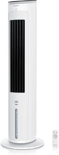 Brandson Ventilateur tour avec refroidissement à eau – Lauréat 2025, rafraîchisseur évaporatif 5-en-1, silencieux, sans tuyau d’évacuation, réservoir 4,6 L, blanc
