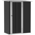 Outsunny Abri de jardin 142 × 84 × 189 cm en acier – Gris foncé