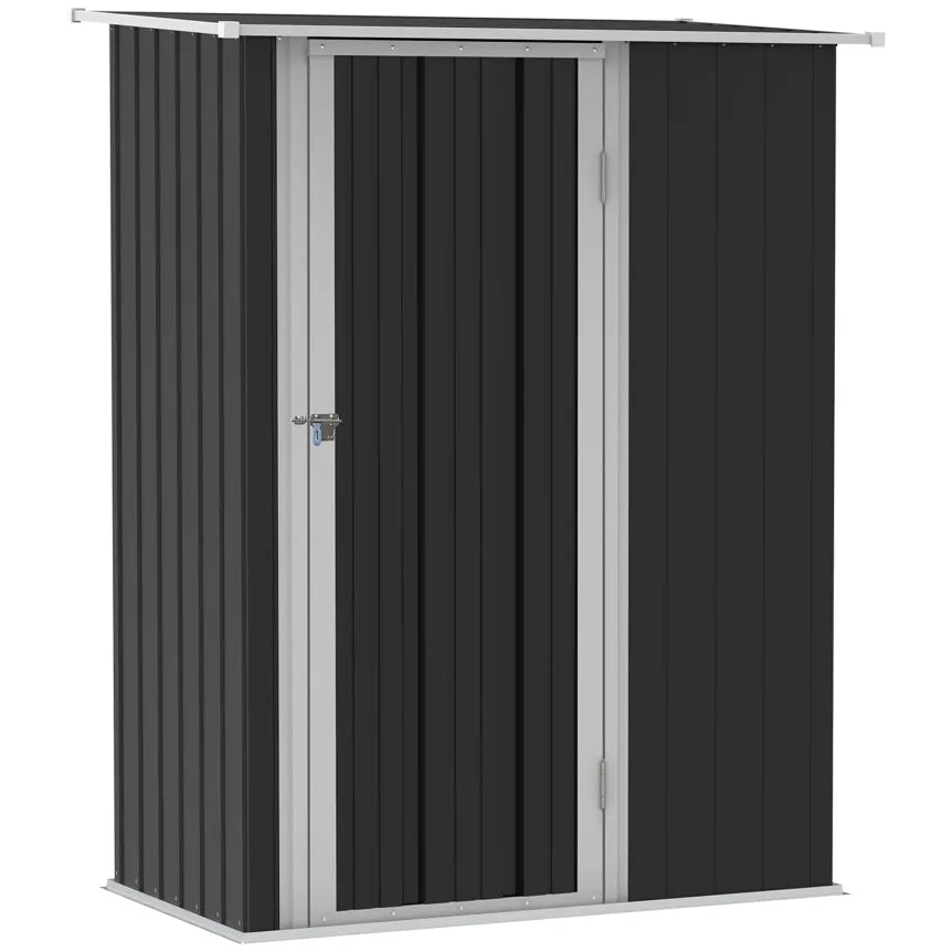 Outsunny Abri de jardin 142 × 84 × 189 cm en acier – Gris foncé