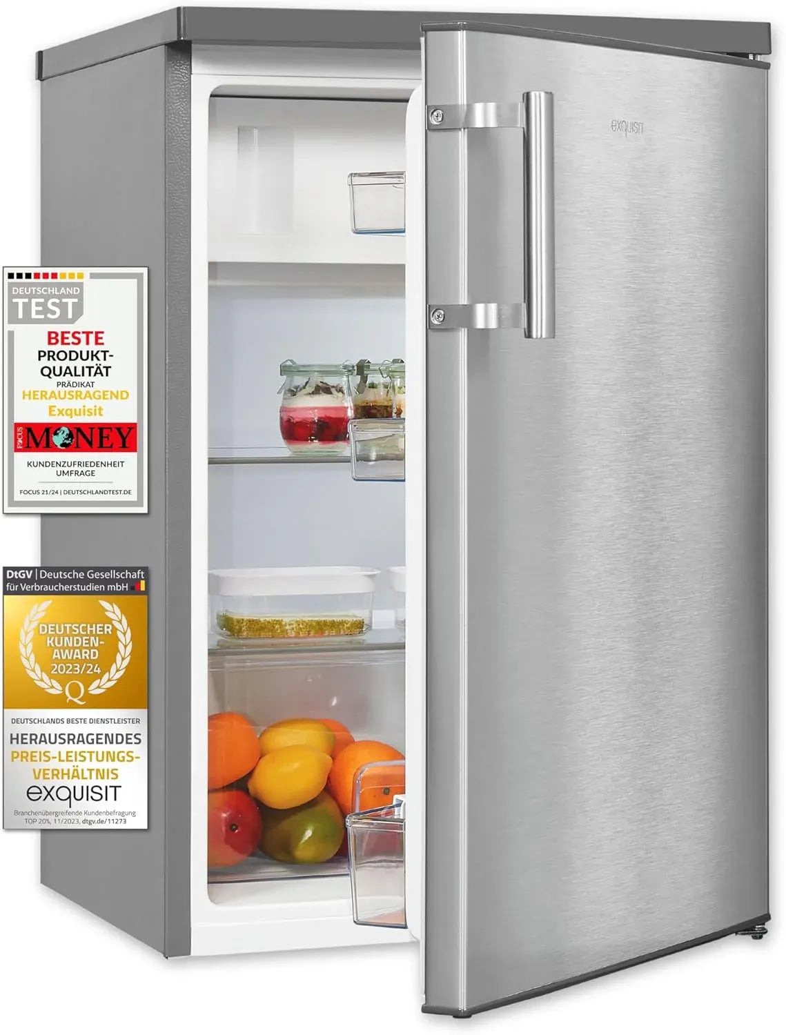 Exquisit Réfrigérateur 120 L avec compartiment congélateur 4 étoiles, pose libre, KS516-4-H-010D blanc