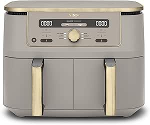 Ninja Dual Zone MAX Digital Airfryer DZ400EUSTGD – 9,5 L Friteuse à air, sans huile, 2 zones de cuisson, Air Fry, Crisp, Bake, Roast, Dehydrate, Warm Hold, Stone/Gold