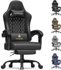Vittanly Chaise gaming ergonomique – Assise à ressorts, appuie-tête, coussin lombaire, repose-pieds, hauteur réglable, charge 150 kg, noire
