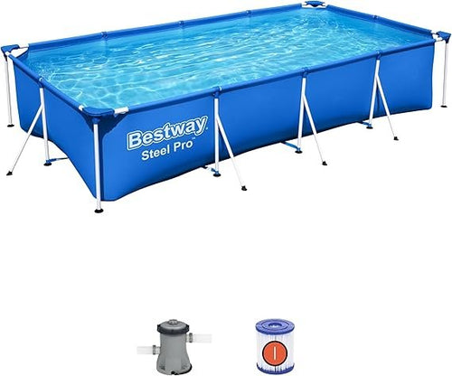 Bestway Splash Frame Piscine tubulaire bleue 400 × 211 × 81 cm – Modèle 56424 avec cadre métallique pour jardin