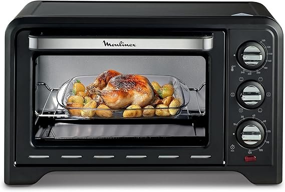 Moulinex Optimo OX444810 Mini-four électrique – 19 L, 6 modes, chaleur tournante, thermostat 240 °C, minuterie 120 min, gril et friture, noir
