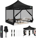 COBIZI Tonnelle pliante 3 × 3 m – Gazebo pop-up étanche et stable avec protection UV, parois en moustiquaire et sac de transport, noir
