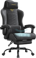 SONGMICS Chaise gaming ergonomique – Assise à ressorts, repose-pieds et accoudoirs synchronisés, Ink Black OBG079B01
