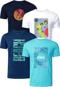 FULL TIME SPORTS PRINT-003 T-shirts homme, lot de 4 – 100 % coton, manches courtes, col rond, imprimés casual