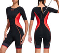Santic Combinaison de triathlon femme – Une pièce rembourrée, manches courtes, séchage rapide, coupe gainante pour cyclisme et triathlon