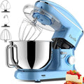 Facelle Robot pâtissier 1500 W – Bol 6,2 L, crochet pétrisseur, batteur et fouet, pare-éclaboussures, bleu
