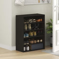 Furinno FANO Meuble à chaussures 5 niveaux – Empilable, 29 × 61,5 × 80 cm, chêne foncé/noir