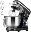 VIVOHOME Robot pâtissier 5,7 L – 1500 W, 10 vitesses, bol inox, fouet, crochet pétrisseur et batteur plat, noir