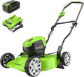 Greenworks Tondeuse sans fil 40 V 19 pouces – Modèle poussé à moteur sans balais avec batterie 4,0 Ah et chargeur