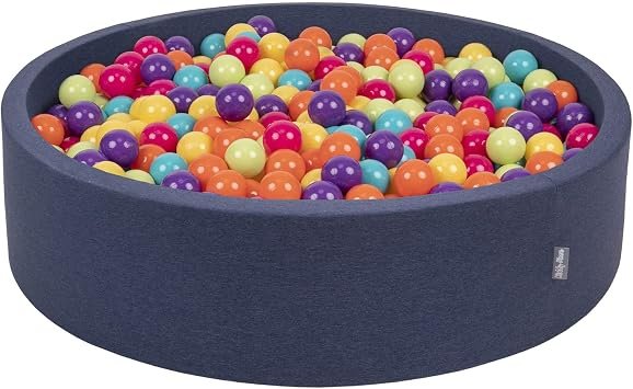 KiddyMoon Piscine à balles ronde pour bébé 120 × 30 cm avec 200 balles Ø 7 cm, coloris foncé