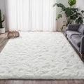 Tapis moelleux blanc pour salon et chambre – 160 x 230 cm, doux et antidérapant