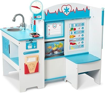 Melissa & Doug Centre d’activités médecin – Station médicale en bois / mallette de docteur, jeu de rôle dès 3 ans