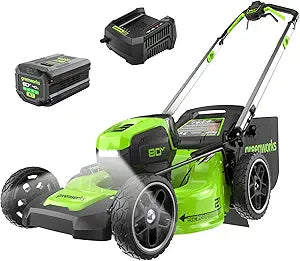 Greenworks Tondeuse sans fil 80 V 21 pouces – Moteur sans balais, éclairage LED, batterie 4,0 Ah et chargeur rapide inclus