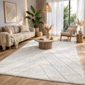 the carpet – Bahar – Tapis shaggy crème à poils longs avec motif losanges