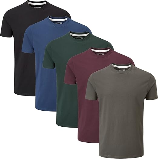 Charles Wilson T-shirts homme, lot de 5 – Basiques unis à col rond et manches courtes, confortables