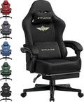 GTPLAYER Chaise gaming ergonomique – Tissu respirant, dossier réglable à 160°, repose-pieds escamotable, charge 180 kg, noire