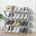 Meuble à chaussures métal 4 niveaux avec étagères tissu – Organisateur gain de place pour entrée, salon ou dressing