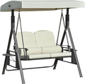 Outsunny Balancelle de jardin 2 places – Toit réglable, coussins, oreillers et tablette, beige