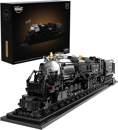 Nifeliz Big Boy Locomotive à vapeur à construire – Modèle rétro avec rails, 1818 pièces, jeu de construction pour adultes