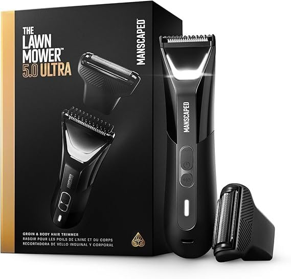 MANSCAPED The Lawn Mower 5.0 Ultra Tondeuse corps & intime – Tondeuse Dual-Head SkinSafe®, étanche, rechargeable USB-C, étui de voyage inclus, Noir