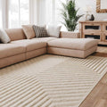 Interiyou Lecce – Tapis à poils courts crème avec motif scandinave et effet 3D – 120 x 170 cm