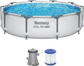 Bestway Steel Pro Max Piscine tubulaire ronde avec pompe filtrante Ø 305 × 76 cm, gris clair