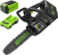 Greenworks GD40TCSK2 Tronçonneuse sans fil 40 V – Moteur sans balais, guide 25 cm, 12 m/s, batterie 2 Ah et chargeur inclus