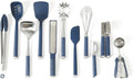 Calphalon Edge Set de 11 ustensiles de cuisine – Acier inoxydable avec manches bleu marine