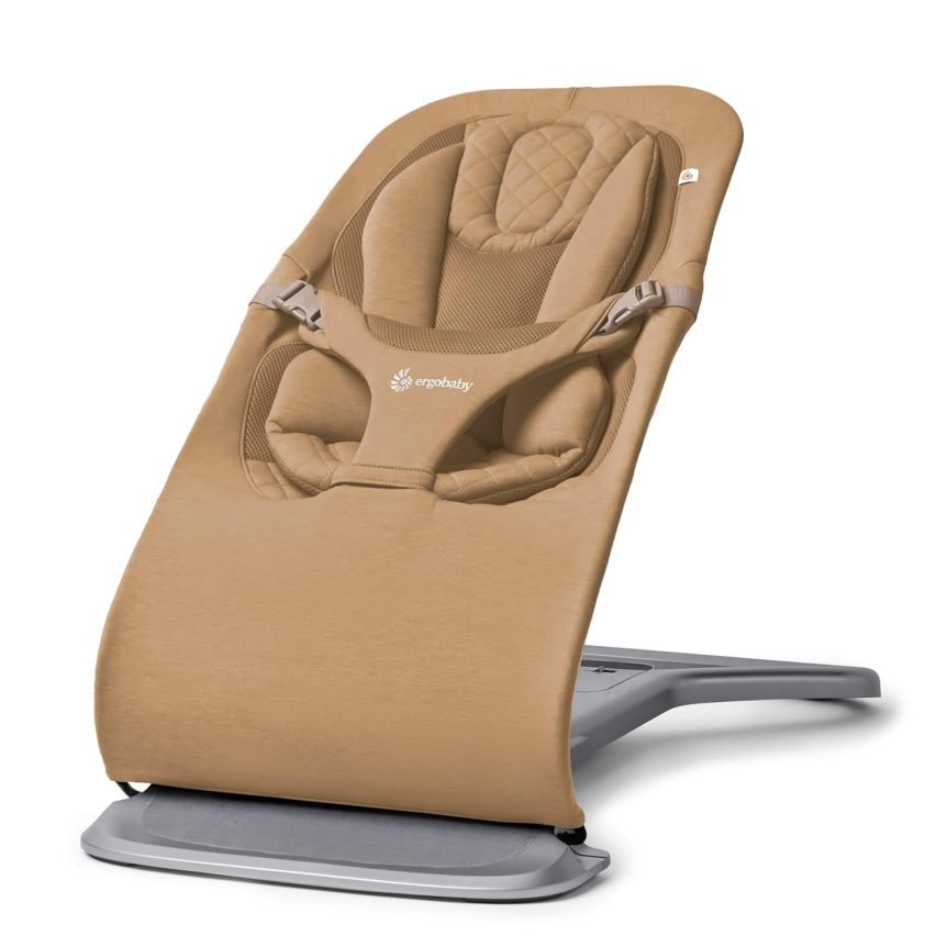 Ergobaby Evolve Bouncer 3-en-1 – Transat ergonomique pour nouveau-né à jeune enfant, crème