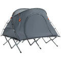 Outsunny Lit de camping avec tente et matelas gonflable pour 2 personnes – 200 × 146 × 159 cm, gris