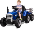 HAUSPROFI Tracteur électrique enfant 12 V 3 vitesses avec remorque – 2 modes de conduite, télécommande 2,4 GHz, LED, Bluetooth, musique, USB