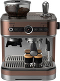 Philips Barista Brew Machine à espresso semi-automatique PSA3218/01 – Espresso simple/double, Americano, bac à grains 250 g, tassage calibré, argent métal