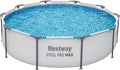 Bestway Steel Pro MAX Piscine tubulaire ronde sans pompe Ø 305 × 76 cm, cadre acier, gris clair