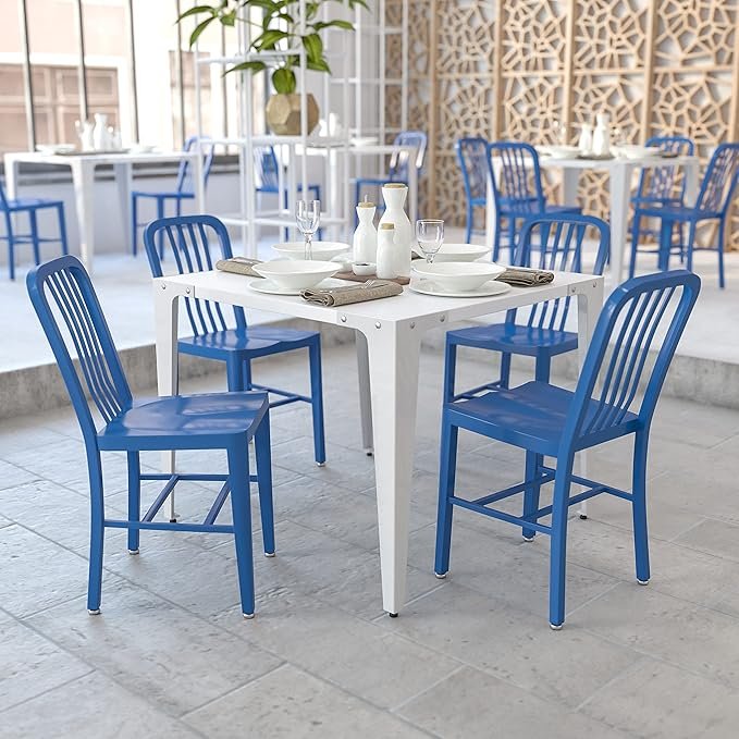 Flash Furniture Lot de 2 chaises métalliques bleues professionnelles intérieur/extérieur – Description du produit