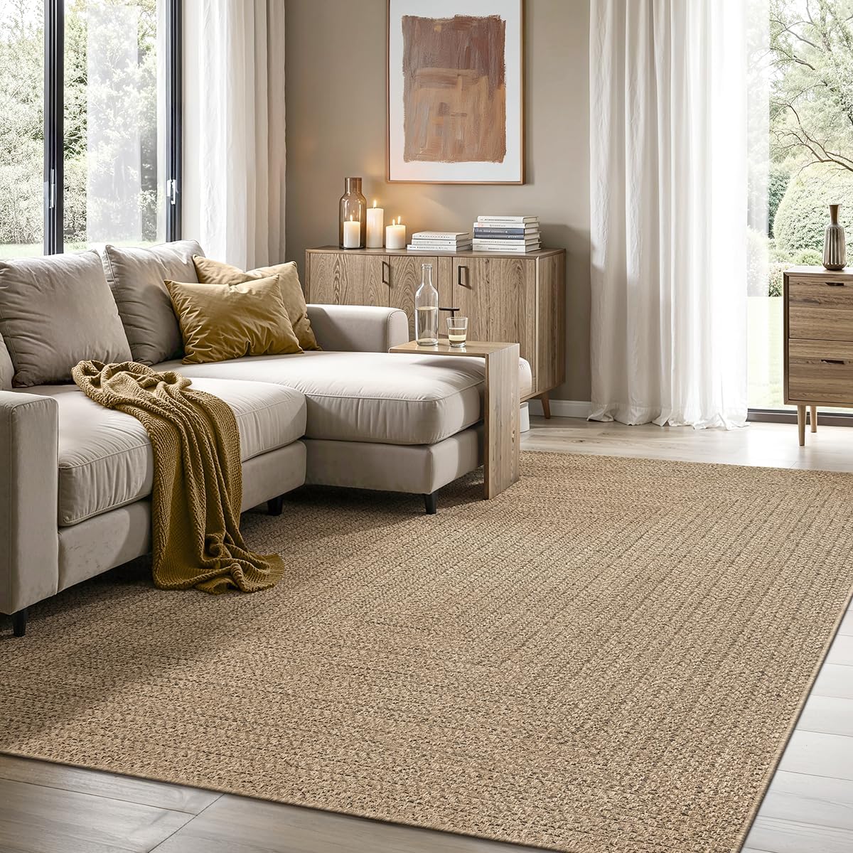 the carpet – Kansas – Tapis intérieur au style jute naturel, doux et chaleureux – 160 x 230 cm