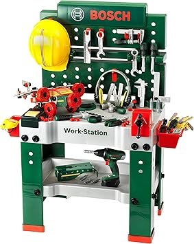 Klein Bosch Établi n°1 (8485) – Établi enfant 150 pièces avec visseuse électronique et accessoires, 62 × 42 × 100 cm, dès 3 ans