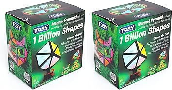 TOSY Pyramid Glow Magnet – Blocs de construction magnétiques 12 pièces (lot de 2), 243 aimants, lumineux dans le noir, jeu STEM