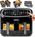 Duronic AF34 BK Set de friteuses à air – 10 L + 2x5 L tiroirs, 10 programmes, cuisson synchronisée & fonction Finish, friteuse à air sans huile, Noir